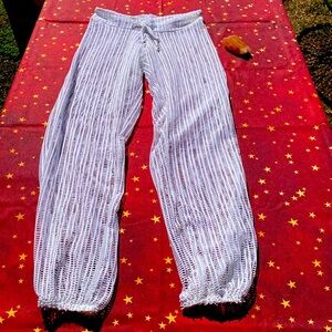 Letarte Hand Made, bright white eyelet pants, swim coverup Made in the USA